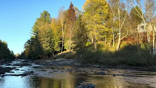 Le chalet surplombant la rivière en automne